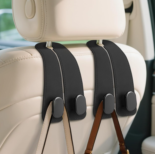 Universal Leather Car Headrest Hook, 2-Pack