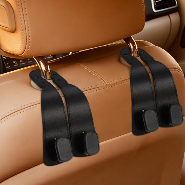 Leather Car Seat Back Hook, 4-Pack