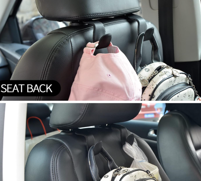 Microfiber Leather And Alloy Car Headrest Hook - Image 2