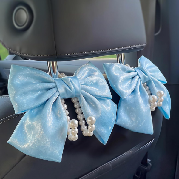 Bow And Pearl Car Hook, Cute Seat Storage Accessory
