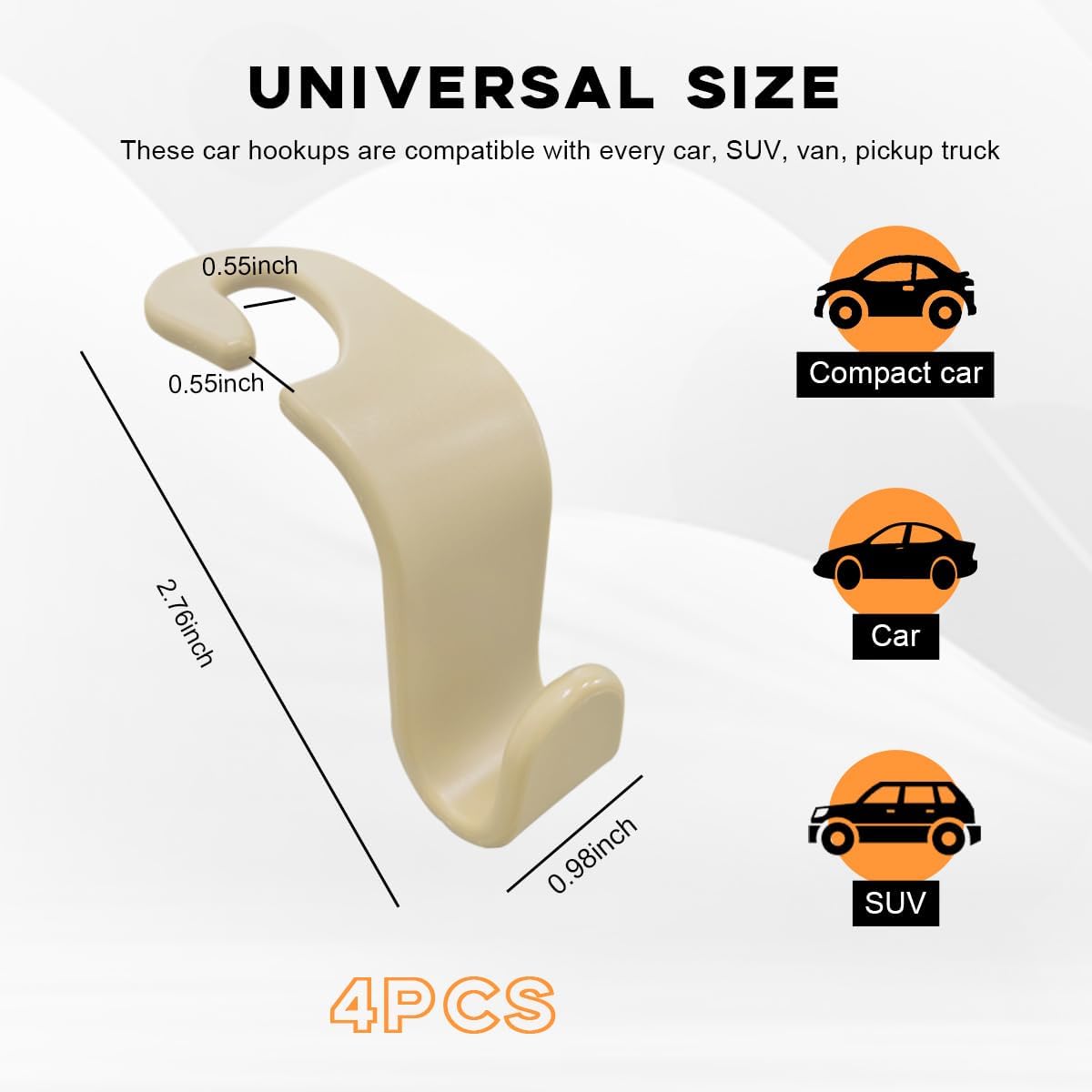 Car Seat Headrest Hooks, Backseat Storage (Beige) - Image 2