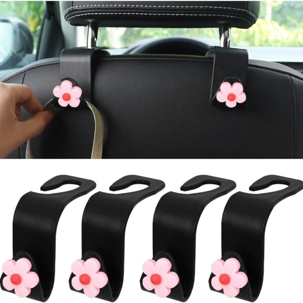 Car Headrest Hooks, Cute Flower-Shaped Storage