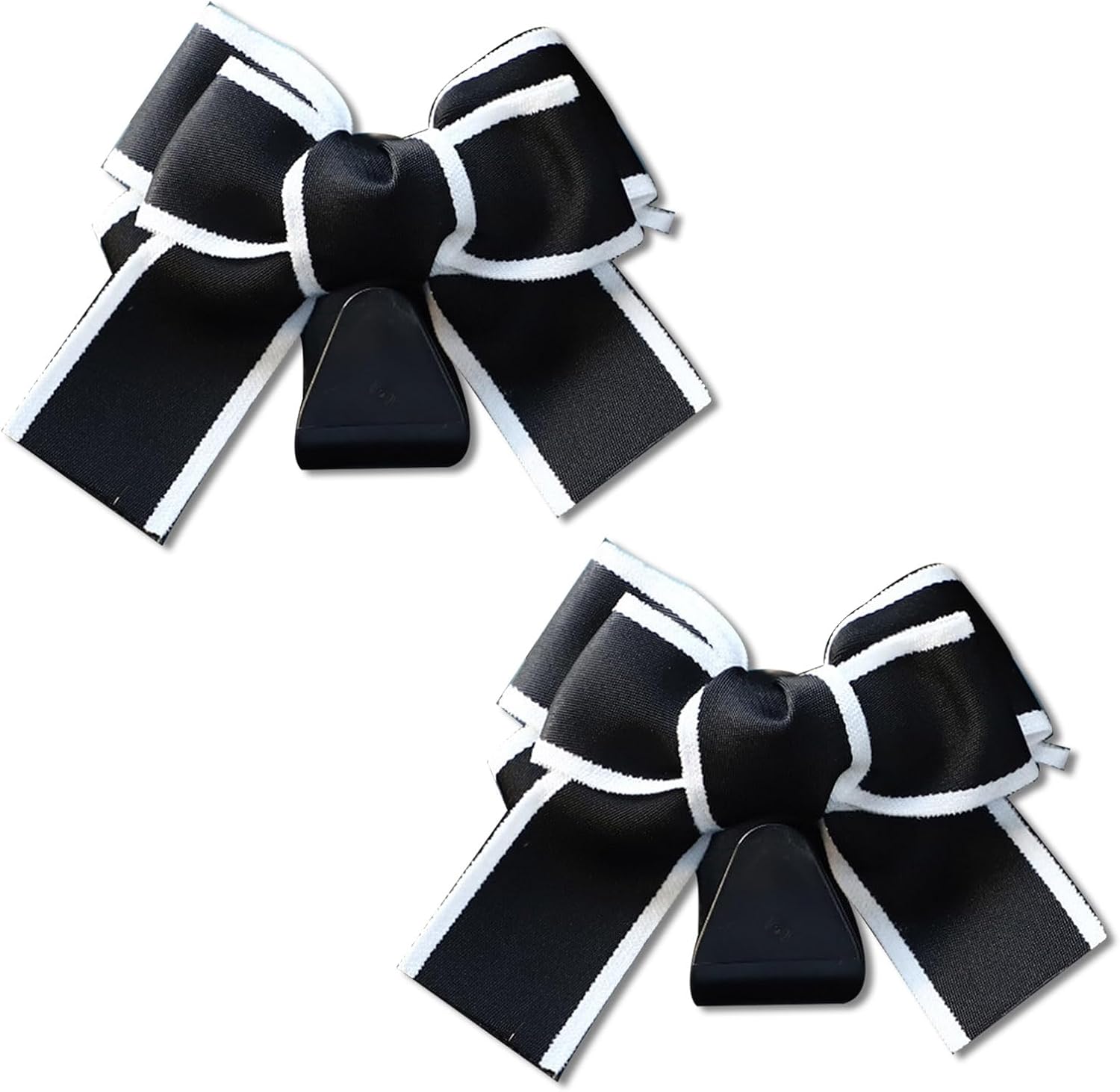 Car Headrest Hooks, Bow-Tie Design (Black & White) - Image 2