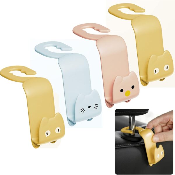 Car Seat-Back Hooks, Universal Headrest Hooks (Random Style)