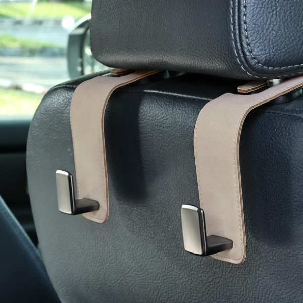 High-Load-Bearing Car Headrest Hook, Suede And Metal Construction