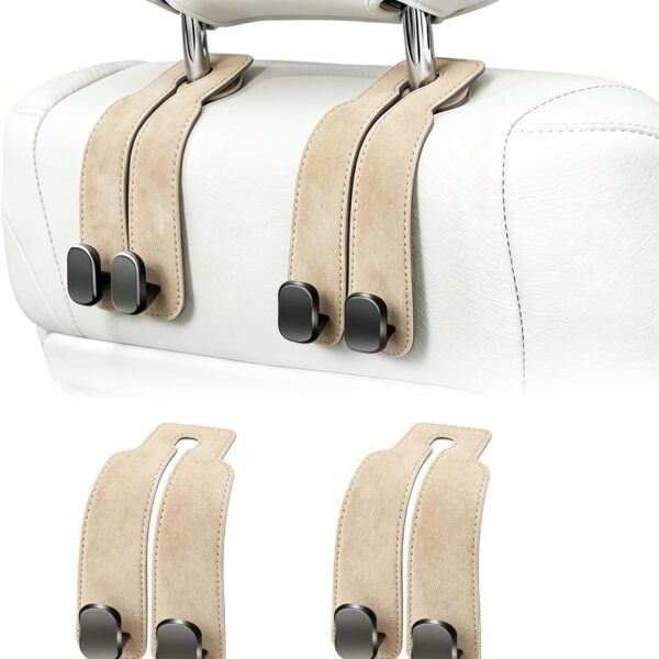 Car Headrest Hooks, for Hanging Handbags (Beige)