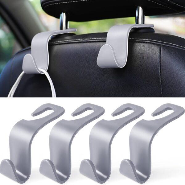 Car Headrest Hooks, Concealed Seat Storage (Gray)